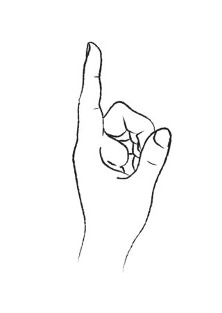 hand one finger sign show deriction up. Vector illustrationのイラスト素材