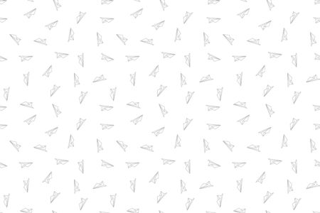 Paper plane seamless pettern. Message symbol texture. Black white print. Vector illustration.のイラスト素材