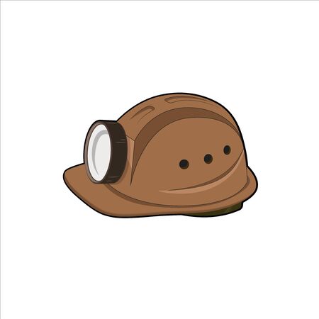 Miner helmet. head protection. Hat with flashlight for coal mining. Worker safety. Vector illustrationのイラスト素材