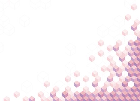 Info technology web banner template. Hi tech futuristic background. Abstract modern texture. Honey comb hexagon cubes. vector illustration. Info technology purple pink cells. Tech science background bannerのイラスト素材