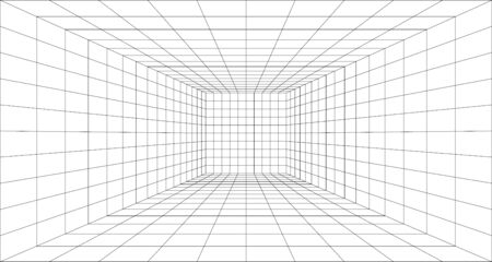 Perspective grid background 3d Vector illustration. Model projection background template. Line one point perspective. designer perspective grid worksheetのイラスト素材