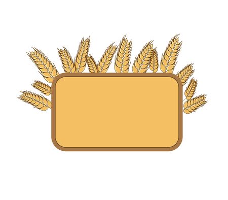 Wheat bread label Vector barley plant rye oat healthy farm food template. Isolated graphic illustration. wholemeal breadのイラスト素材