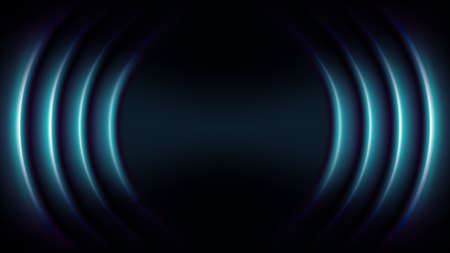 Sound wave. Blue neon bass waves vector. lights glow abstract background. Blue rays. Tech style futuristic backdrop. Graphic illustration sound waveのイラスト素材