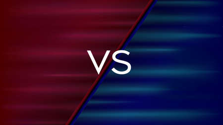 Red vs blue battle contest. Versus vector background. Competition half red against half blue. Game combat match. winning team. Graphic illustration vs backgroundのイラスト素材