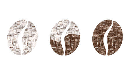 Coffee word wall print. Cafe design vector graphics. Coffee bean illustration sticker.のイラスト素材