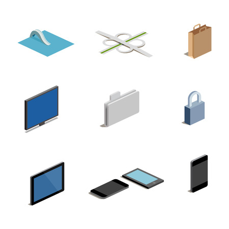 Set of Isometric Vector Media Iconsのイラスト素材