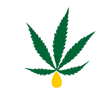 fresh cannabis sativa ganja fresh extraction oil CBD flat style illustrationのイラスト素材