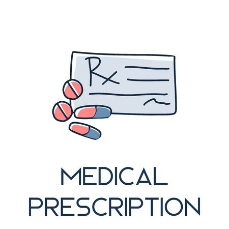 medical prescription minimalist hand drawn medic flat icon illustrartionのイラスト素材