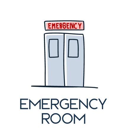 emergency room door hospital minimalist hand drawn medic flat icon illustrartion