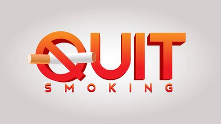 quit smoking. stop smoking tobacco simple big text typography clan concept vector illustrationのイラスト素材