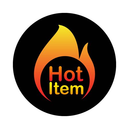 hot item icon. hot sale. hot product. round black background vector illustrationのイラスト素材