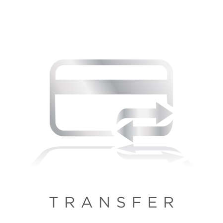 transfer reflected metal icon. credit card bronze gradient with exchange arrow vector illustrationのイラスト素材