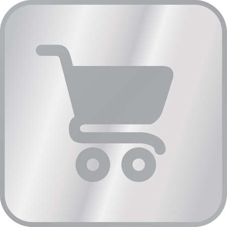 shopping chart button shining metal glowing style metal iconのイラスト素材
