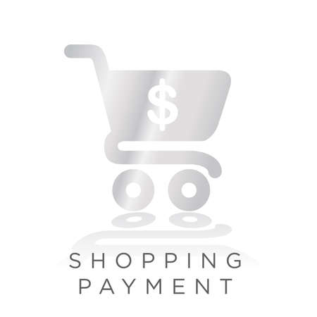 shopping payment metal gradient icon. Simple shopping cart with dollar currency inside  vector illustrationのイラスト素材