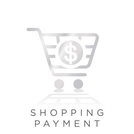 shopping payment metal gradient icon. shopping art with dollar currency inside  vector illustrationのイラスト素材