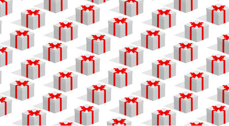 seamless pattern gift boxes isometric flat style illustrationのイラスト素材