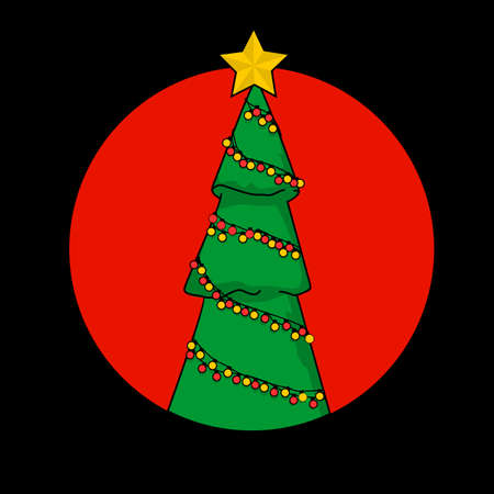 christmas tree in black background. high contrast symbol icon vectorのイラスト素材