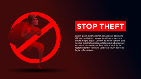 stop theft. thief inside stop icon. business metaphor for stop cyber criminal movement vector illustrationのイラスト素材