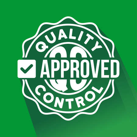 quality control approved concept. with long shadow and check mark vector illustrationのイラスト素材