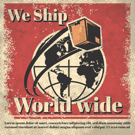 we ship world wide. promotion banner vintage style  vector illustrationのイラスト素材
