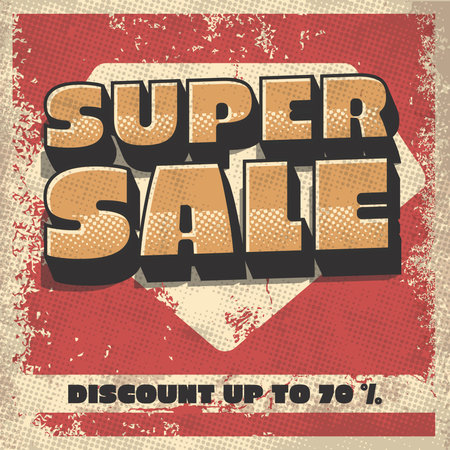 super sale promotion banner for social media. vintage style  vector illustrationのイラスト素材