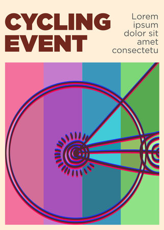bike from behind. bauhaus style  line art cycling event poster. abstract style vector illustrationのイラスト素材