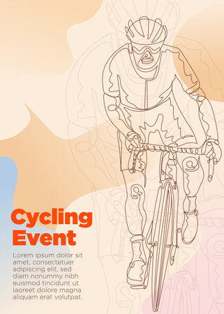 cycling line art .cyclist on a bikefor cycling event poster.abstract style. cycling vector illustrationのイラスト素材