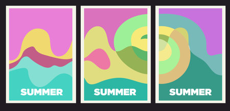 summer abstract painting set vector illustrationのイラスト素材