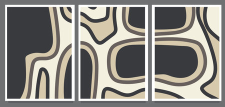 Set of minimal 20s geometric. set of wave monochrome abstract style painting vector illustrationのイラスト素材