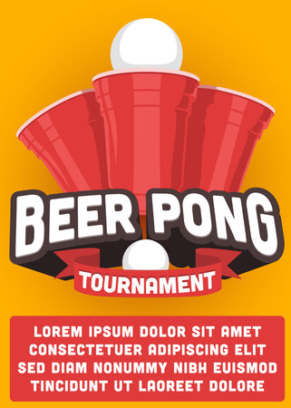 beer pong tournament poster template vector illustrationのイラスト素材