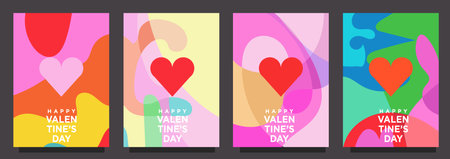 abstract love heart shape vector template. set of valentines day editable banner or print vector illustrationのイラスト素材