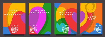 abstract love heart shape vector template. set of valentines day editable banner or print vector illustrationのイラスト素材