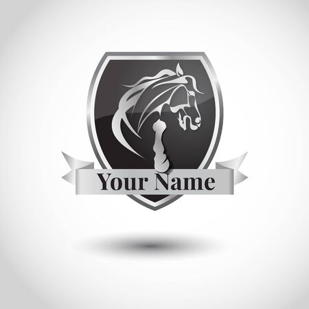 Horse luxury logo design. Emblem with running horse. Vector design templateのイラスト素材