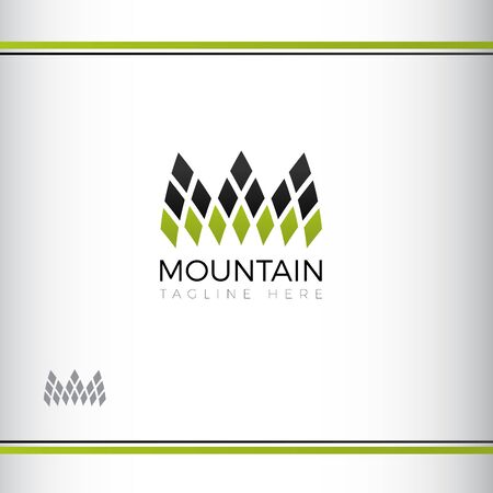 mountain abstract vectror logo design. Three mountain peaks. Green and black color. Watermarkのイラスト素材