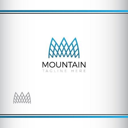 mountain abstract vectror logo design. Three mountain peaks. Modern Architecture. Blue color. Watermarkのイラスト素材