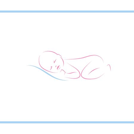 Cute sleeping baby. Health of newborn. Logo design template. Pink and blue color.のイラスト素材