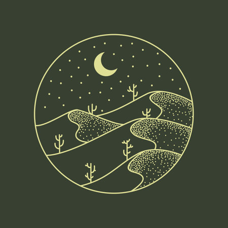 Cactus in The Desert is a monoline illustration that is suitable for t-shirts, jackets, or merchandise with the theme of nature, outdoors, desert, cactusのイラスト素材