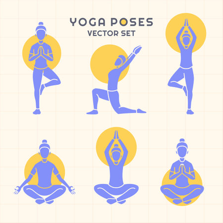 Young Woman Doing Yoga Posesのイラスト素材