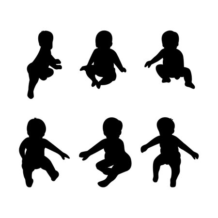 Cute Baby Silhouette Vector Collectionのイラスト素材
