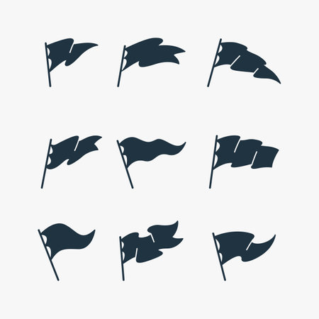 Flag Fluttering Flying Flag Vector Collectionのイラスト素材