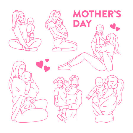 Happy Mother Day Mom and Babyのイラスト素材