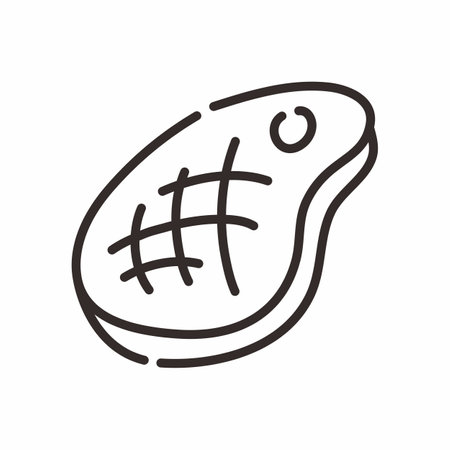 Meat Steak Food Line Art Animals Vector Illustrationのイラスト素材