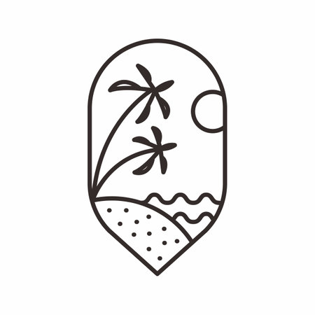 Summer Beach Holiday Monoline Logo Vectorのイラスト素材