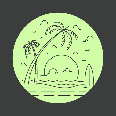Summer Surfing on Vacation Beach 1のイラスト素材