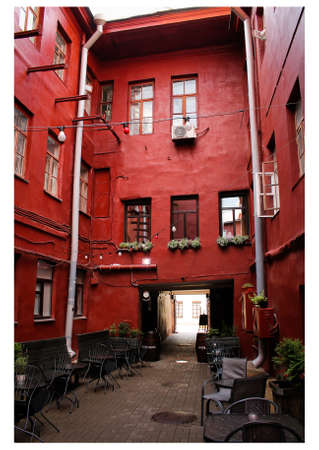 red courtyard. A cafe. Minskの写真素材
