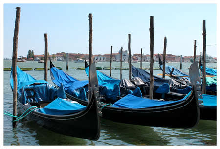 Gondolas and views of the Grand Canal of Veniceの写真素材