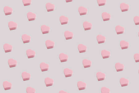 Cute pink heart pattern on white background