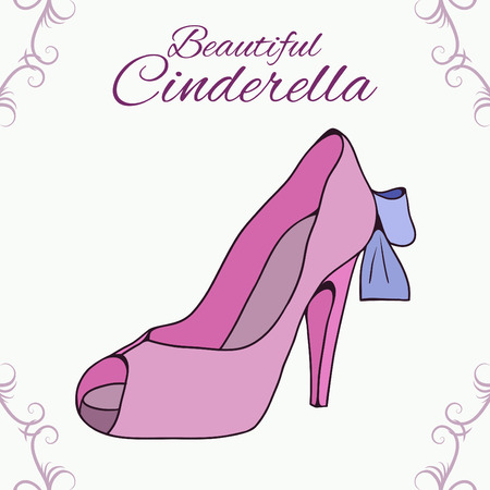 Greeting card with doodle pink shoes, swirls and a place for textのイラスト素材