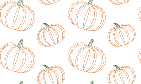 Seamless pattern with contour pumpkins for your creativityのイラスト素材