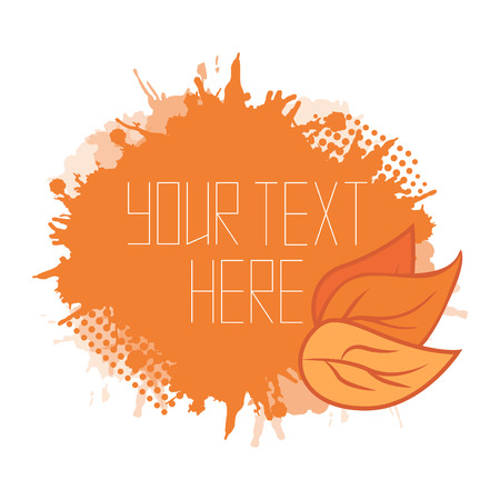 Vector autumn cover with orange leaves and spray with space for textのイラスト素材